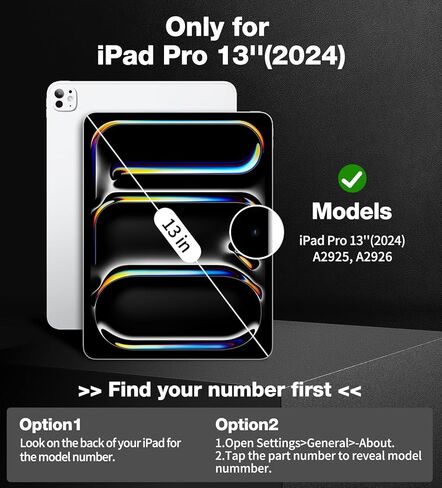 حافظة لجهاز iPad Pro 13 بوصة M4-(2024) - حافظات iPad من الجيل السابع مع حامل أقلام، تدعم قلم الرصاص Pro، غطاء خلفي شفاف ورفيع، ضد الصدمات، ممتص للصدمات من السيليكون الناعم، (أسود) in Kuwait