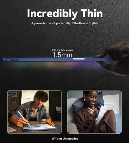 حافظة لجهاز iPad Pro 13 بوصة M4-(2024) - حافظات iPad من الجيل السابع مع حامل أقلام، تدعم قلم الرصاص Pro، غطاء خلفي شفاف ورفيع، ضد الصدمات، ممتص للصدمات من السيليكون الناعم، (أسود) in Kuwait