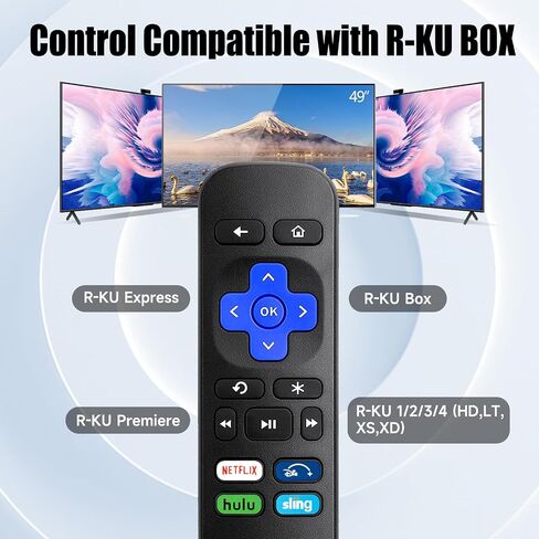 تم استبدال جهاز التحكم عن بعد فقط لـ Roku Box، متوافق مع Roku 1/2/3/4 (HD، LT، XS، XD)، لـ Roku Express، لـ Roku Premiere مع حافظة ناعمة (ليس لـ Roku Stick وRoku TV) (عبوة من 2) in Saudi Arabia