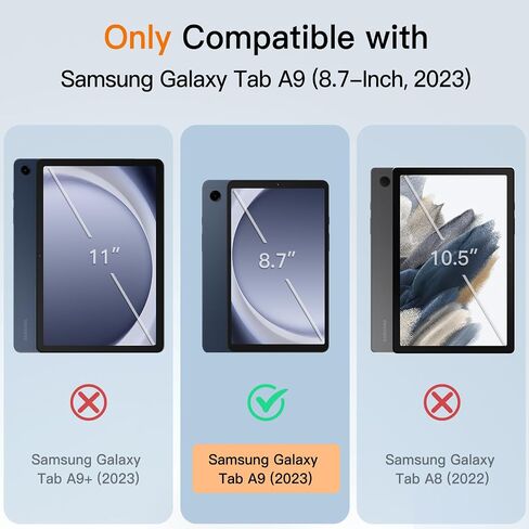 JETech Case for Samsung Galaxy Tab A9 8.7-Inch 2023, Slim Translucent Back Tri-Fold Folio Stand Protective Tablet Cover (Black) in Saudi Arabia