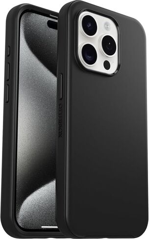 حافظة OtterBox iPhone 15 Pro (فقط) Symmetry Series+ - أسود، يتم تثبيتها على MagSafe، حواف مرتفعة وأنيقة للغاية تحمي الكاميرا والشاشة - عبوة غير مخصصة للبيع بالتجزئة in Saudi Arabia