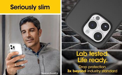 حافظة OtterBox iPhone 15 Pro (فقط) Symmetry Series+ - أسود، يتم تثبيتها على MagSafe، حواف مرتفعة وأنيقة للغاية تحمي الكاميرا والشاشة - عبوة غير مخصصة للبيع بالتجزئة in Saudi Arabia