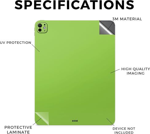Carbon Fiber Tablet Skin Compatible with Apple iPad Pro 11 (M4) 2024 - Solid Lime Green - Premium 3M Vinyl Protective Wrap Decal Cover - Easy to Apply | Crafted in The USA by MightySkins in Kuwait