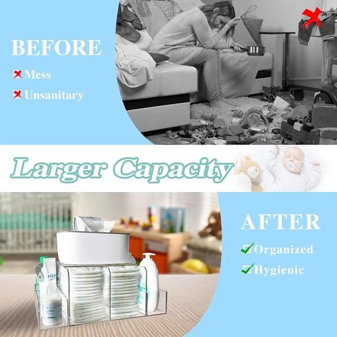 Acrylic Diaper Caddy, Clear Diaper Organizer for Changing Table, Detachable Diaper Caddy for Nursery, Wipe Warmer and Other Baby Essentials in Saudi Arabia