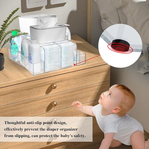 Acrylic Diaper Caddy, Clear Diaper Organizer for Changing Table, Detachable Diaper Caddy for Nursery, Wipe Warmer and Other Baby Essentials in Saudi Arabia