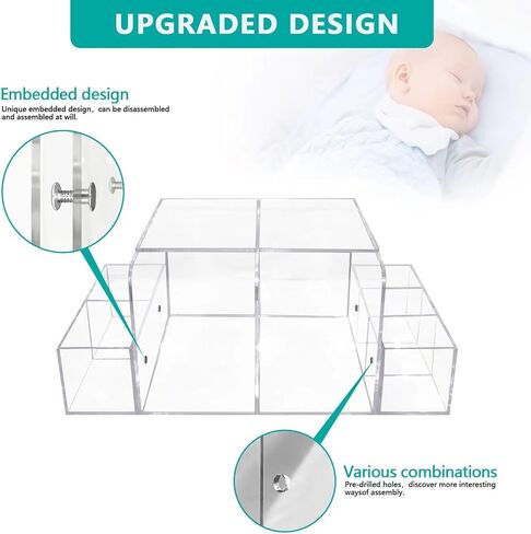 Acrylic Diaper Caddy, Clear Diaper Organizer for Changing Table, Detachable Diaper Caddy for Nursery, Wipe Warmer and Other Baby Essentials in Saudi Arabia