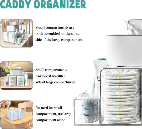 Acrylic Diaper Caddy, Clear Diaper Organizer for Changing Table, Detachable Diaper Caddy for Nursery, Wipe Warmer and Other Baby Essentials in Saudi Arabia