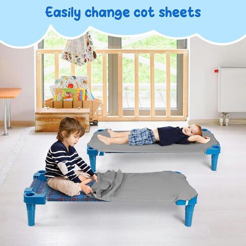 ملاءات سرير للأطفال بحجم قياسي للرعاية النهارية - 23 بوصة × 52 بوصة، ملاءة سرير ناعمة ناعمة قابلة للتنفس من الألياف الدقيقة لمرحلة ما قبل المدرسة للأطفال مع حزام زاوية مرن، أساسيات الرعاية النهارية للأطفال الصغار الأولاد، رمادي، عبوة واحدة in Kuwait