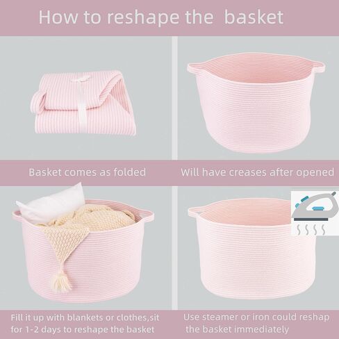 Large Cotton Rope Basket Blankets Basket Living Room 22"x14" Toy Basket for Kids and Dogs Rope Storage Basket for Nursery Woven Laundry Basket for Clothes Towels Baby Toy Storage round white in Saudi Arabia