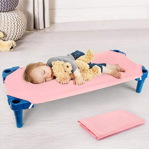 Cot Sheets for Daycare Standard Size - 23" X 52" Soft Breathable Brushed Microfiber Preschool Children’s Naptime Cot Sheet with Elastic Corner Strap, Daycare Essentials for Toddlers Girls, Pink, 1Pack in Saudi Arabia