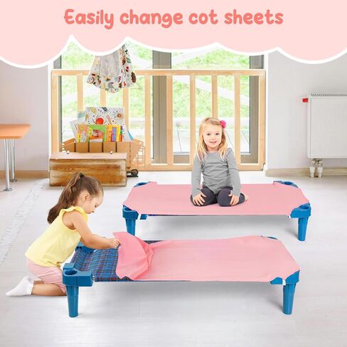 Cot Sheets for Daycare Standard Size - 23" X 52" Soft Breathable Brushed Microfiber Preschool Children’s Naptime Cot Sheet with Elastic Corner Strap, Daycare Essentials for Toddlers Girls, Pink, 1Pack in Saudi Arabia