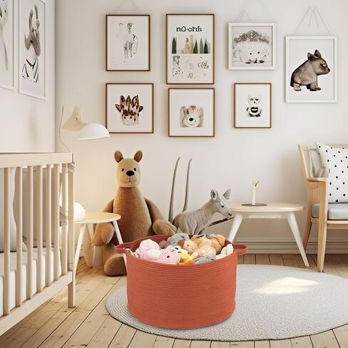 Large Cotton Rope Basket Blankets Basket Living Room 22"x14" Toy Basket for Kids and Dogs Rope Storage Basket for Nursery Woven Laundry Basket for Clothes Towels Baby Toy Storage round white in Saudi Arabia
