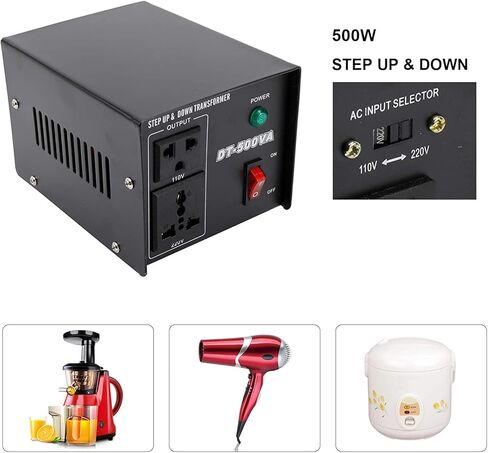 محول طاقة جهد 500 وات (220 فولت إلى 110 فولت، 110 فولت إلى 220 فولت) محول تصعيد لأعلى/لأسفل 110/120 فولت - 220/240 فولت in Kuwait