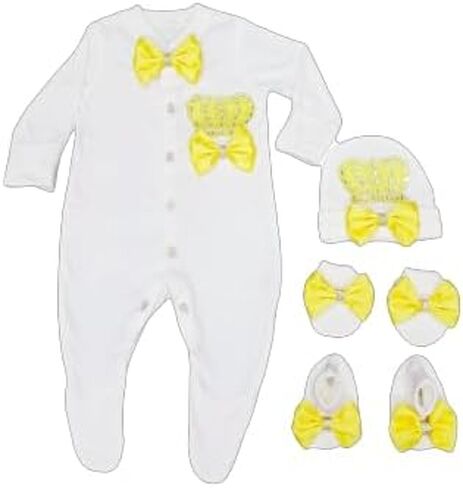 Baby Girl Boy Unisex Romper Jewel grown Fancy New Born Baby Romper Hat, Mittens, Footie and Romper. in Saudi Arabia