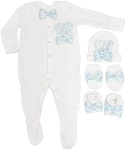 Baby Girl Boy Unisex Romper Jewel grown Fancy New Born Baby Romper Hat, Mittens, Footie and Romper. in Saudi Arabia