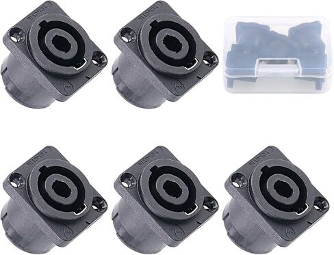 Glarks 5 Pack 4 Pole Round Panel Mount Connector Twist Lock Speaker Compatible with Neutrik Speakon NA4LJ, NA4LJX, NL4MP, NL4MPR, NL4FC, NL4FX, NL4 & NL2 Series, NL2FC in Saudi Arabia