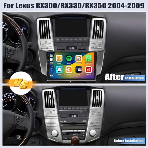 ستيريو سيارة 2G+64G Android 13 لسيارة Lexus RX300/RX330/RX350 2004-2009 مع Carplay Android Auto، راديو سيارة بشاشة لمس 9 بوصة مع نظام ملاحة GPS، بلوتوث، راديو WiFi/FM/RDS، SWC+كاميرا احتياطية in Saudi Arabia
