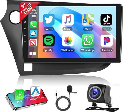 Podofo Car Stereo for Honda Insight 2009 2010 2011 20121 2013 2014 with Wireless Carplay Android Auto,9 Inch Touchscreen with Bluetooth/GPS/WiFi/FM&RDS+AHD Backup Camera+MIC in Saudi Arabia