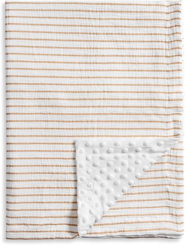 Meracorallo Baby Blankets for Unisex Boys and Girls, Super Soft Nursery Bed Blankets, Printed Throw Blanket with Muslin Cotton Front and Minky Dotted Fleece Backing, 30" x 40", Neutral Stripe in Saudi Arabia