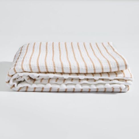 Meracorallo Baby Blankets for Unisex Boys and Girls, Super Soft Nursery Bed Blankets, Printed Throw Blanket with Muslin Cotton Front and Minky Dotted Fleece Backing, 30" x 40", Neutral Stripe in Saudi Arabia