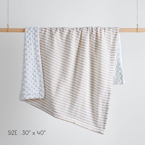 Meracorallo Baby Blankets for Unisex Boys and Girls, Super Soft Nursery Bed Blankets, Printed Throw Blanket with Muslin Cotton Front and Minky Dotted Fleece Backing, 30" x 40", Neutral Stripe in Saudi Arabia