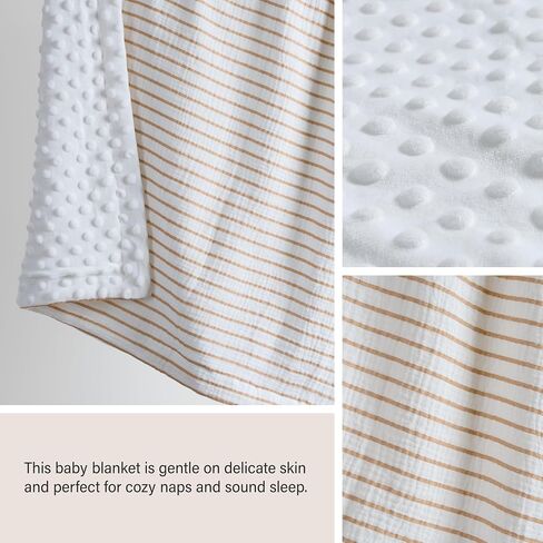 Meracorallo Baby Blankets for Unisex Boys and Girls, Super Soft Nursery Bed Blankets, Printed Throw Blanket with Muslin Cotton Front and Minky Dotted Fleece Backing, 30" x 40", Neutral Stripe in Saudi Arabia