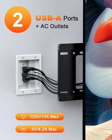 ELECPOW in Wall Cable Management Kit, Hide TV Power Cables & Low Voltage Wires Behind The Wall, Recessed Outlet for Wall Mounting TV-Black in Kuwait