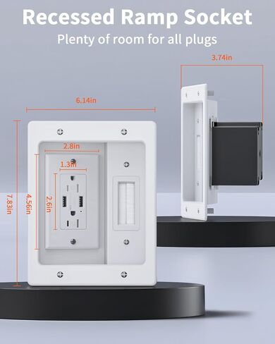 ELECPOW in Wall Cable Management Kit, Hide TV Power Cables & Low Voltage Wires Behind The Wall, Recessed Outlet for Wall Mounting TV-Black in Kuwait