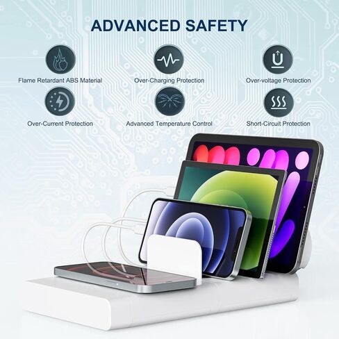 Charging Station for Multiple Devices, 4 in 1 Charging Dock with 20W Fast PD USB-C Port and 15W Wireless Charger, 5 Mixed Cables Included for Cellphone iPad Tablets and More in Saudi Arabia