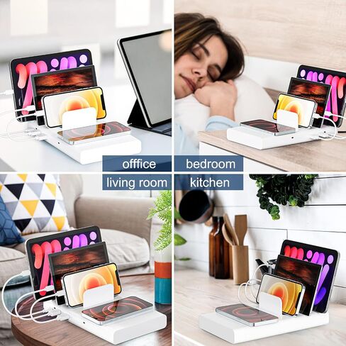 Charging Station for Multiple Devices, 4 in 1 Charging Dock with 20W Fast PD USB-C Port and 15W Wireless Charger, 5 Mixed Cables Included for Cellphone iPad Tablets and More in Saudi Arabia