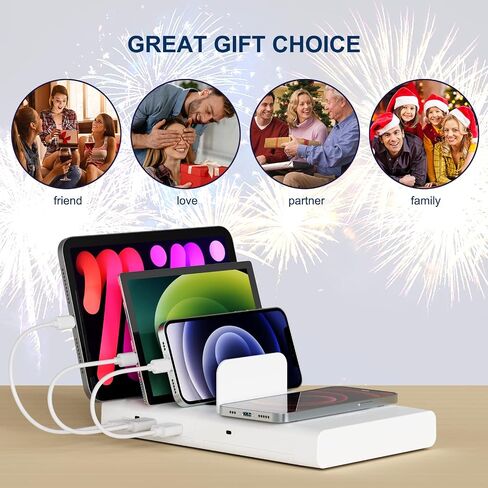 Charging Station for Multiple Devices, 4 in 1 Charging Dock with 20W Fast PD USB-C Port and 15W Wireless Charger, 5 Mixed Cables Included for Cellphone iPad Tablets and More in Saudi Arabia