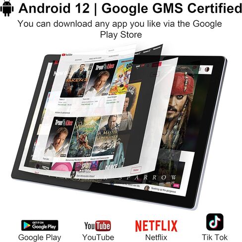 تابلت BYYBUO مع لوحة مفاتيح Android 12 Tablet، 10.1 بوصة 2 في 1 أقراص 128 جيجا بايت 1080 بكسل شاشة عالية الدقة 7000 مللي أمبير، بطارية 7000 مللي أمبير في الساعة، وحدة المعالجة المركزية ثماني النواة 2.0 جيجا هرتز، واي فاي، بلوتوث، GPS، هيكل معدني IPS Andro in Kuwait