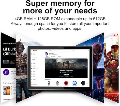 تابلت BYYBUO مع لوحة مفاتيح Android 12 Tablet، 10.1 بوصة 2 في 1 أقراص 128 جيجا بايت 1080 بكسل شاشة عالية الدقة 7000 مللي أمبير، بطارية 7000 مللي أمبير في الساعة، وحدة المعالجة المركزية ثماني النواة 2.0 جيجا هرتز، واي فاي، بلوتوث، GPS، هيكل معدني IPS Andro in Kuwait