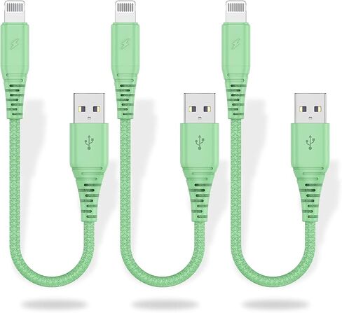 Short Lightning Cable 1Ft, [3Pack] Cabepow 1 Foot iPhone Charger Cables,1 Feet Apple Charging Cord Compatible with iPhone 11/Pro/X/Xs Max/XR/8 Plus /7 Plus/6/ iPad (Green) in Saudi Arabia