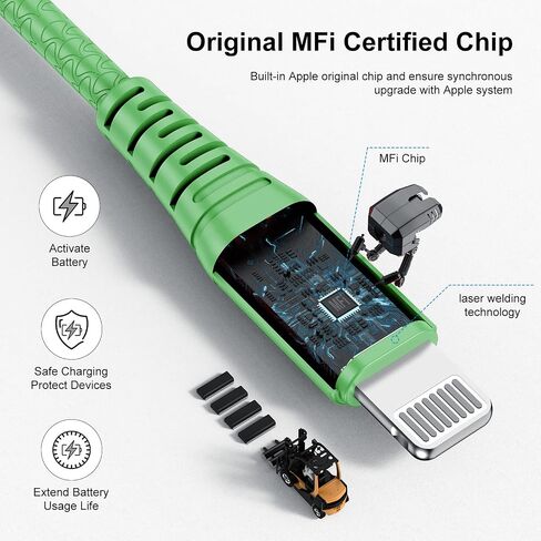 Short Lightning Cable 1Ft, [3Pack] Cabepow 1 Foot iPhone Charger Cables,1 Feet Apple Charging Cord Compatible with iPhone 11/Pro/X/Xs Max/XR/8 Plus /7 Plus/6/ iPad (Green) in Saudi Arabia