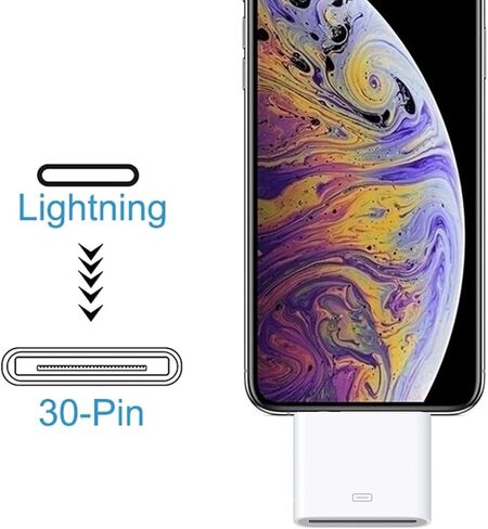 محول Lightning إلى 30 دبوس، محول iPhone 8-Pin ذكر إلى 30 دبوس أنثى محول شحن ومزامنة متوافق مع iPhone 13/13P/12/11/X/8/7/6P/5S/4/iPad/iPod (بدون صوت) ) in Kuwait