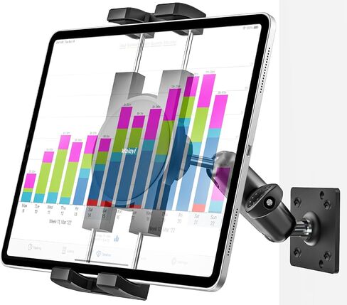 Small Tablet Wall Mount iPad Holder, Metal 360° Adjustable Stand, Multiple Hole Position, Alloy Base and Joint Arm, Compatible with iPad Pro 12.9 Air Mini, Galaxy, Fire, Surface, iPhone, 4-13" Devices in Saudi Arabia