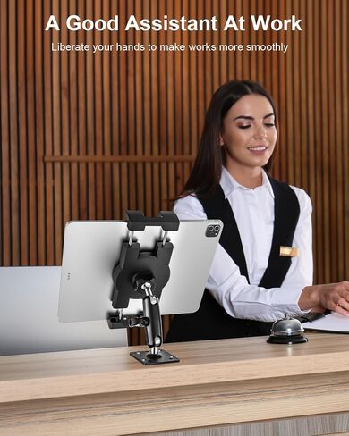 Small Tablet Wall Mount iPad Holder, Metal 360° Adjustable Stand, Multiple Hole Position, Alloy Base and Joint Arm, Compatible with iPad Pro 12.9 Air Mini, Galaxy, Fire, Surface, iPhone, 4-13" Devices in Saudi Arabia