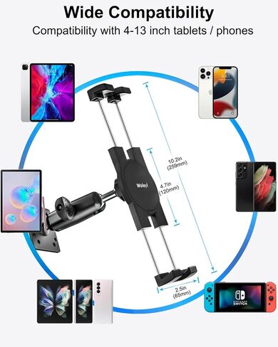 Small Tablet Wall Mount iPad Holder, Metal 360° Adjustable Stand, Multiple Hole Position, Alloy Base and Joint Arm, Compatible with iPad Pro 12.9 Air Mini, Galaxy, Fire, Surface, iPhone, 4-13" Devices in Saudi Arabia