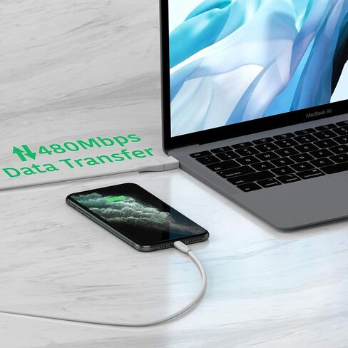 TalkWorks iPhone Charger Lightning Cable 2 حزمة بطول 6 أقدام سلك عالي التحمل معتمد من MFI لأجهزة Apple iPhone 12، 12 Pro/Max، 12 Mini، 11، 11 Pro/Max، XR، XS/Max، X، 8، 7، 6، آيباد - أبيض in Kuwait