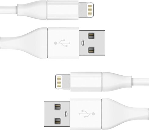 TalkWorks iPhone Charger Lightning Cable 2 حزمة بطول 6 أقدام سلك عالي التحمل معتمد من MFI لأجهزة Apple iPhone 12، 12 Pro/Max، 12 Mini، 11، 11 Pro/Max، XR، XS/Max، X، 8، 7، 6، آيباد - أبيض in Kuwait