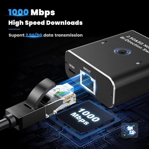 محول إيثرنت من نيوكير، 2 منفذ إنترنت وشبكة إكسترانت ثنائية الاتجاه 2.5/5 جيجابت إيثرنت محول فاصل 1 إلى 2 1000 ميجابت في الثانية عالي السرعة، محول مقسم مكتب لكابل Cat5/5e/6/7/8 in Kuwait