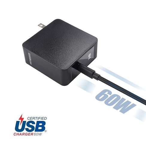 Cable Matters 60W USB C Wall Charger (USB C Charger) in Black - Supports 60W Power Delivery Charging - Includes 3m / 9.8 ft USB-C Charging Cable, Compatible with XPS, MacBook, iPad, Switch and More in Saudi Arabia