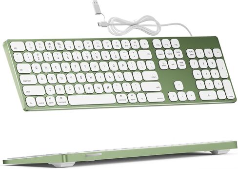 All-Aluminum Keyboard for Mac OS,Well-Built and Duralable, USB-A/USB-C Wired Keyboard with Numeric Keypad for iMac/Mac Mini or MacBook-Green Color in Saudi Arabia