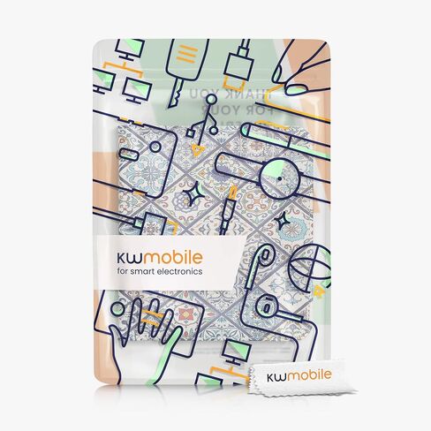 kwmobile Case Compatible with Kobo Libra 2 Case - PU Cover w/Strap - Moroccan Vibes in Multicolor Blue/Orange/White in Saudi Arabia