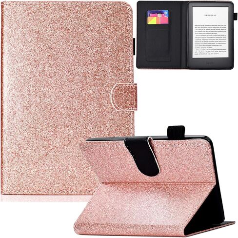 حافظة لجهاز Kindle الجديد من الجيل العاشر 2019، مصنوعة من جلد البولي يوريثان مع غطاء ذكي للنوم/الاستيقاظ الذكي وفتحات للبطاقات، حافظة لجهاز Amazon Kindle من الجيل العاشر 2019 موديل J9G29R، ذهبي وردي in Kuwait