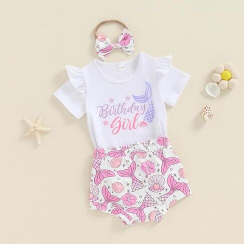 طقم ملابس عيد الميلاد الأول للفتيات الصغيرات بأكمام قصيرة وسروال قصير وعصابة رأس لمجموعة كيك سماش in Kuwait