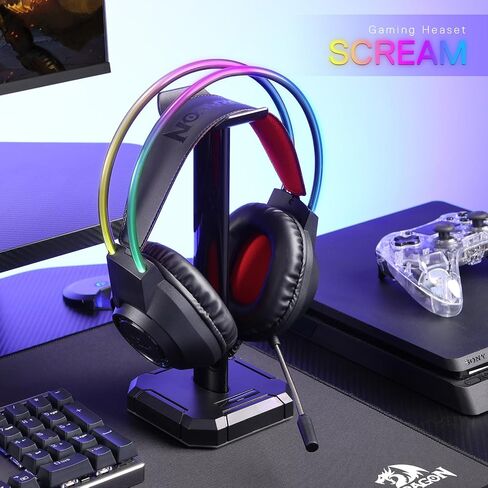 Redragon H231 Scream Wired Gaming Headset, Stereo Surround Sound, 40mm Drivers, Leather Foam Ear Pads, Noise-canceling Microphone, Multi-Platforms Headphone, Works with PC/PS4/5/NS/Xbox-one, Black in Saudi Arabia