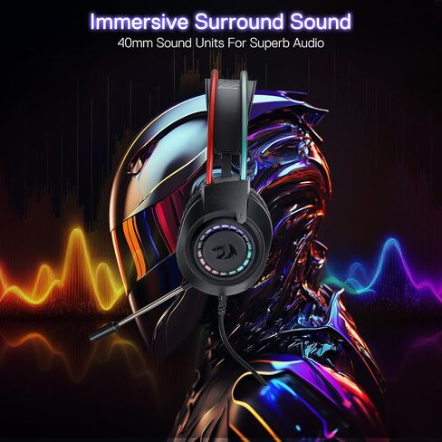 Redragon H231 Scream Wired Gaming Headset, Stereo Surround Sound, 40mm Drivers, Leather Foam Ear Pads, Noise-canceling Microphone, Multi-Platforms Headphone, Works with PC/PS4/5/NS/Xbox-one, Black in Saudi Arabia