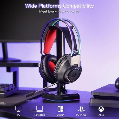 Redragon H231 Scream Wired Gaming Headset, Stereo Surround Sound, 40mm Drivers, Leather Foam Ear Pads, Noise-canceling Microphone, Multi-Platforms Headphone, Works with PC/PS4/5/NS/Xbox-one, Black in Saudi Arabia